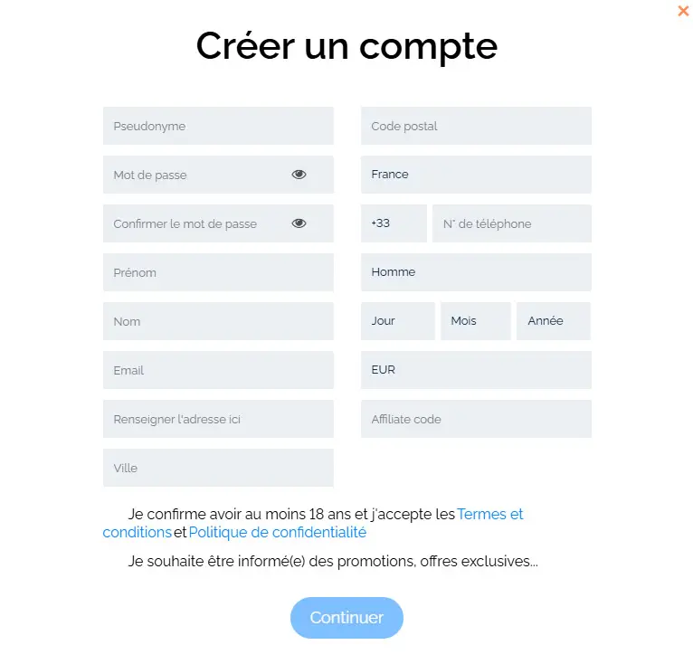 Procedura di registrazione ContiCazino Casino